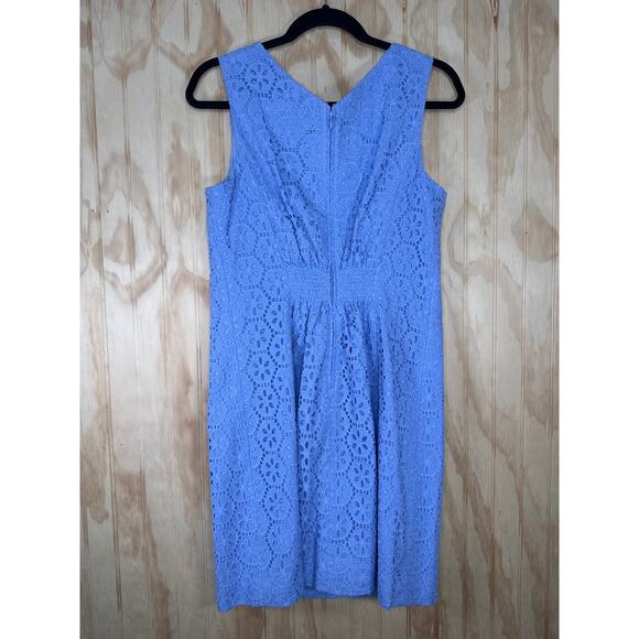 Lilly Pulitzer Clarise Dress 8 Periwinkle Floral Eyelet Cotton Shift Preppy Y2K - Picture 4 of 8